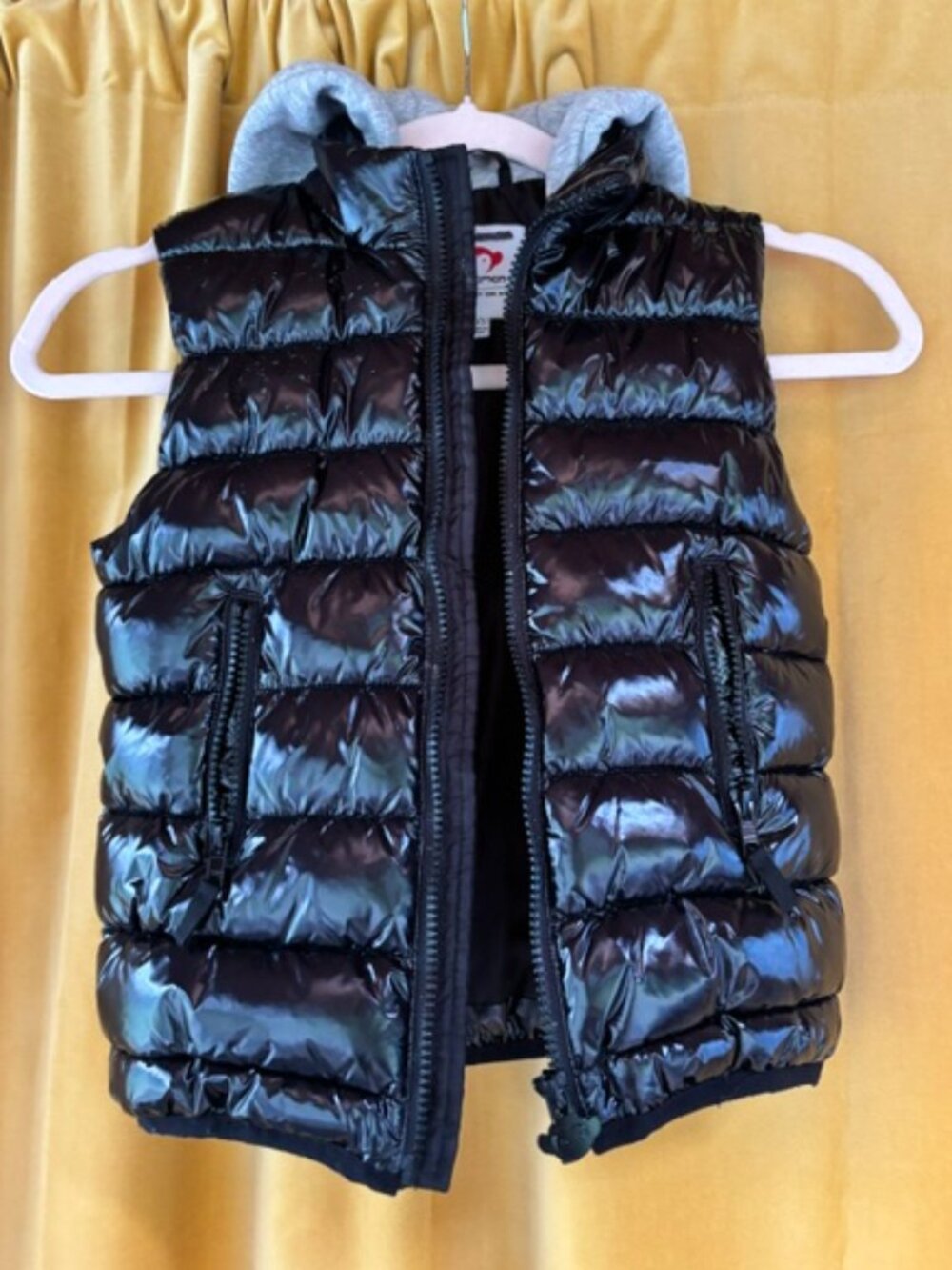 A Bathing Ape Kids Black Puffer Vest with Grey Hood- Size 5T EUC